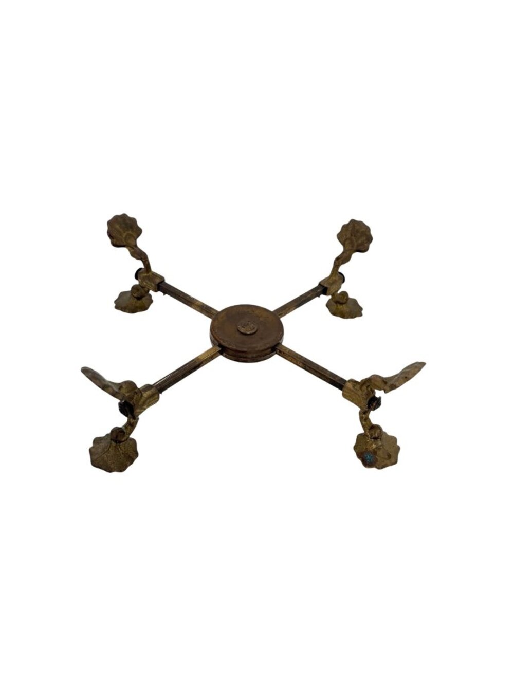 Andrea by Sadek Antique Brass Adjustable Trivet Pot Plant Holder Stand
